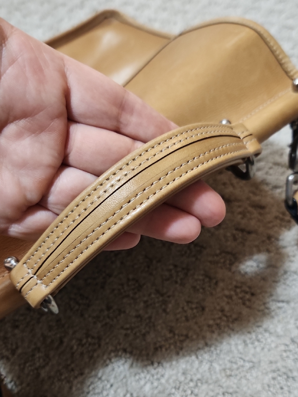 Coach Vintage Willis Bag Tan Leather Top Handle Satchel With Shoulder Strap - Picture 15 of 16